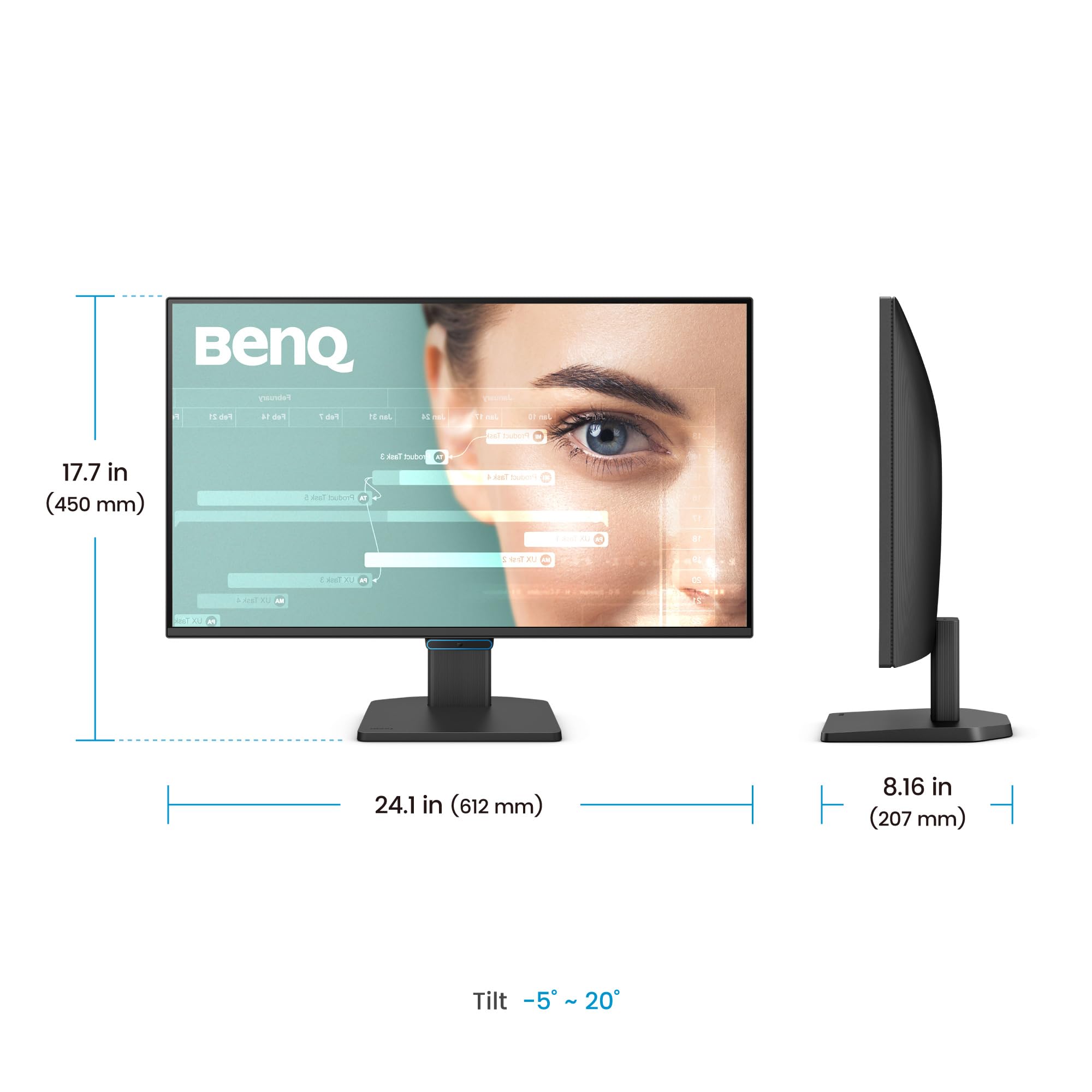 BenQ GW2790C 27" IPS 144Hz FHD Eye-Care Monitor |99% sRGB|USB-C|1500:1 Contrast| 2Wx2 Speakers|Ultrathin Bezel| HDMI | DP| Flicker Free | AMD FreeSync| TÜV Rheinland 4-Star Eye Comfort (Black) — Amazon image 9