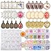 Produktbild SNAILGARDEN Cabochon Set, Cabochon Anhänger Harz mit 30 Rund Quadratisch Herz Tropfen Oval Anhängerfassungen+Schmetterling Glitter+Getrocknete Blume für Anhänger Halskette DIY Basteln