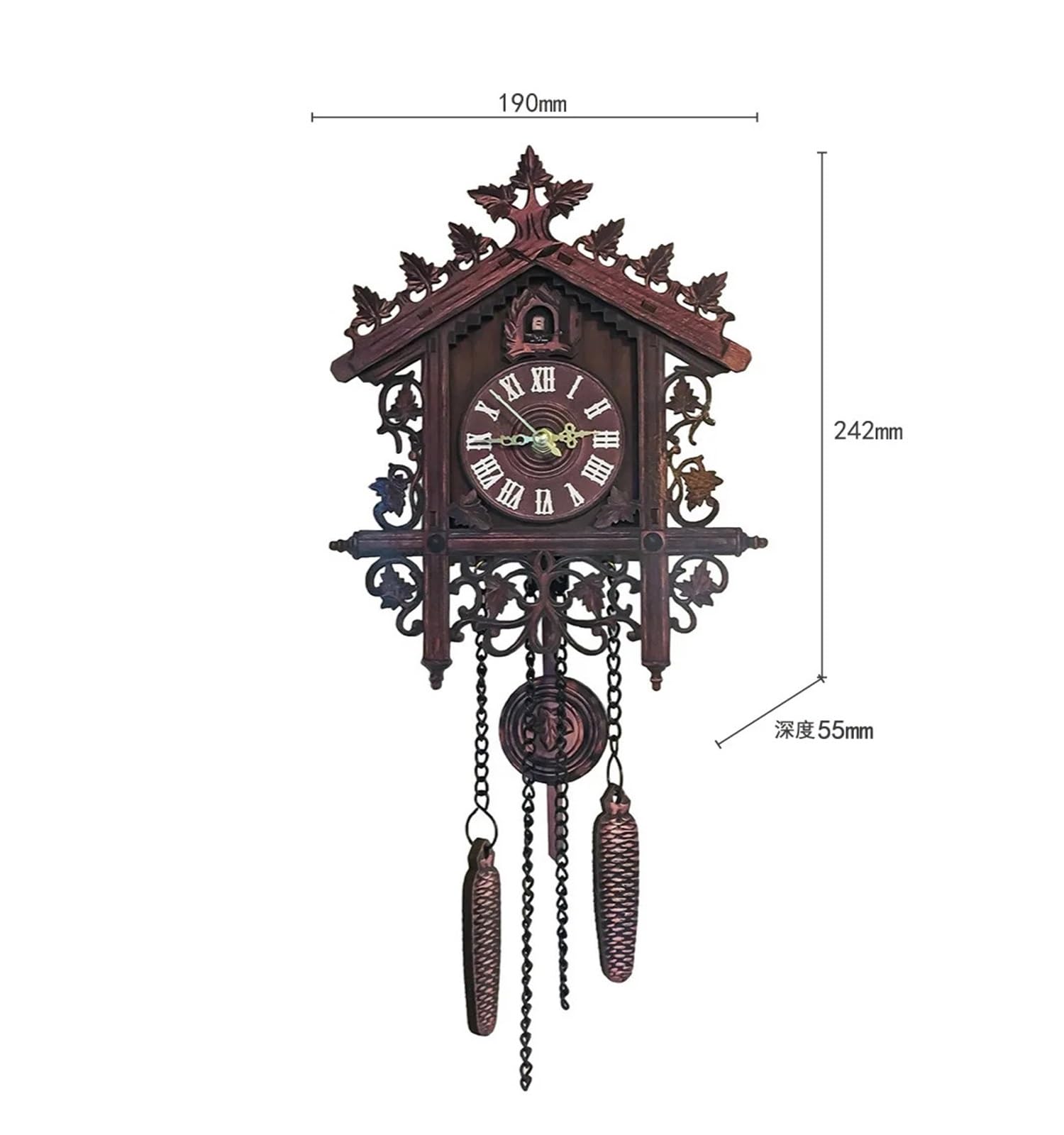 Relojes De Cuco Reloj de Pared de Cuco Colgante de Madera for Sala de Estar, hogar, Restaurante, Dormitorio(Black)