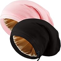 Vista 15 de 2 gorros de seda ajustables para dormir, gorro de dormir con forro de satén para mujeres y hombres, gorro de seda para el cabello holgado.