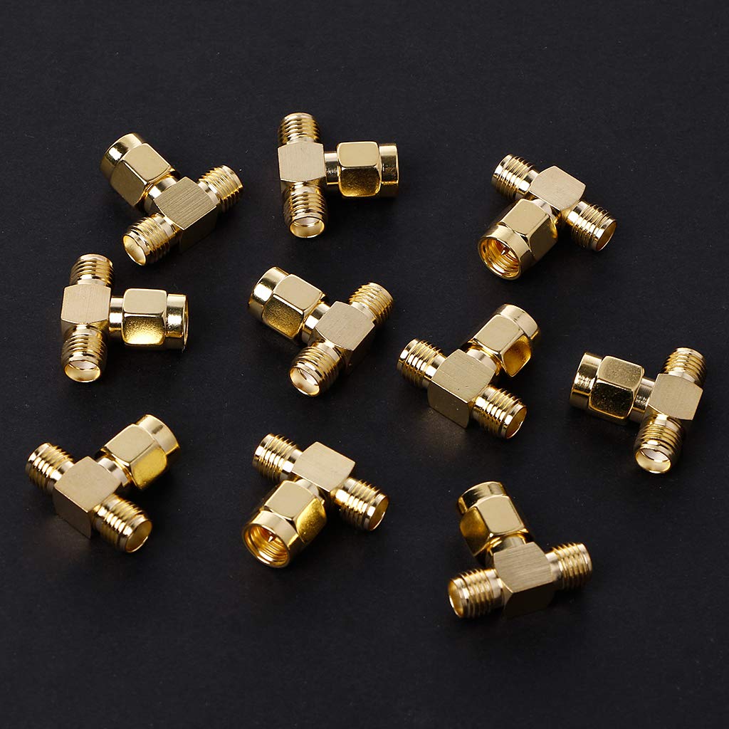 10PCS 3 Way Splitter SMA Male to Two SMA Female Triple for T RF Adapter