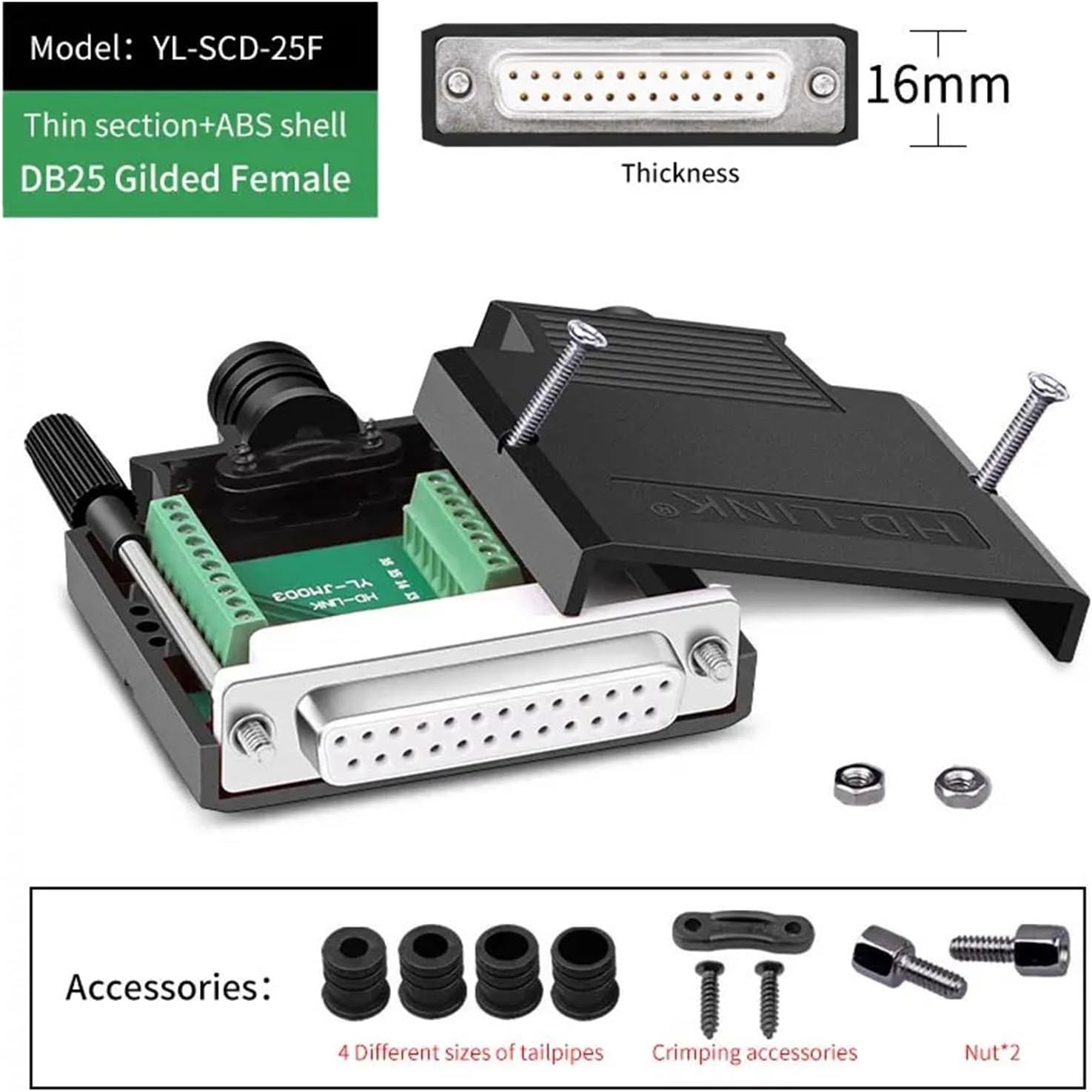 9 Pin Male Female Plug 6pcs Connector 25-pin Male Female Solder-Free Breakout(BFS)