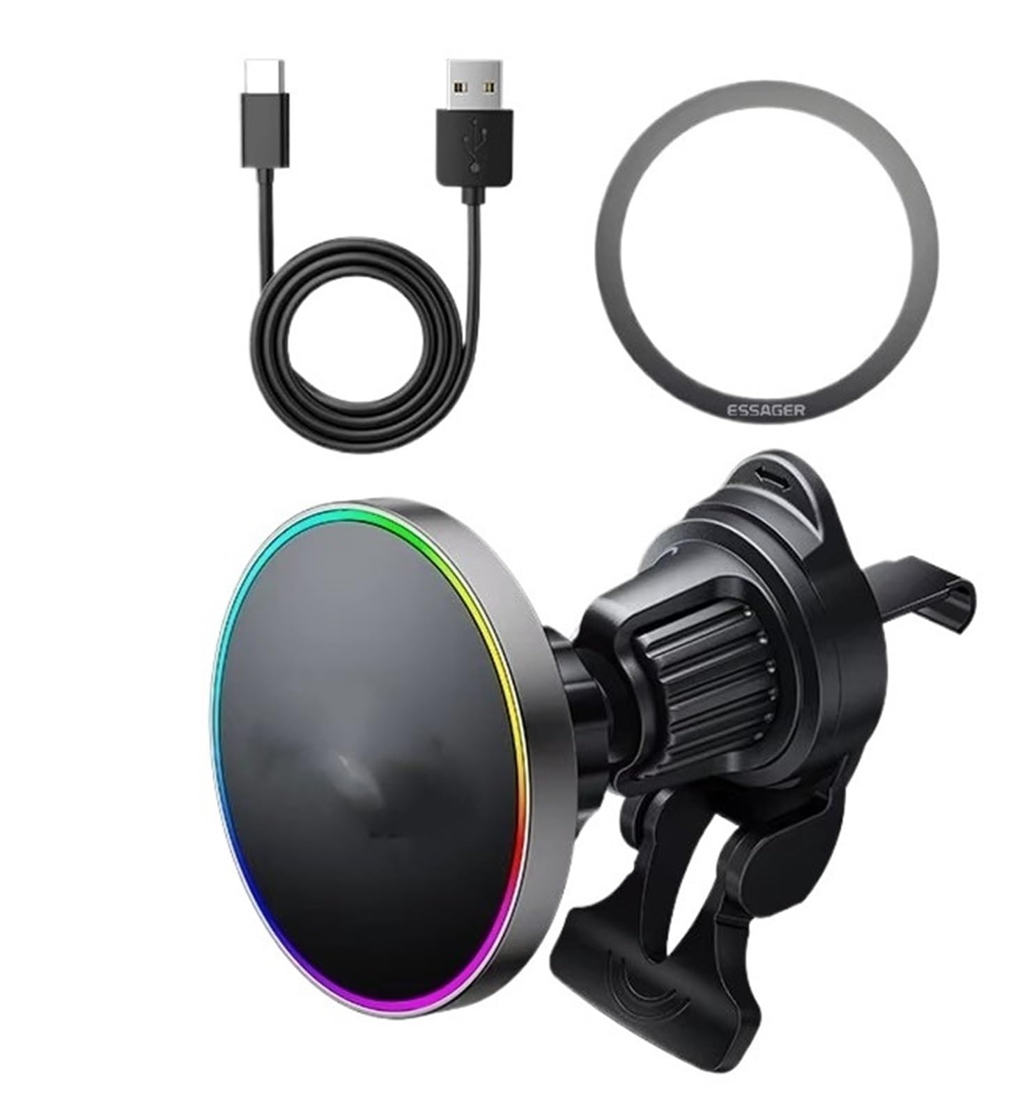 Per IPhone 16 15 14 13 Per Pro Per Ricarica Per Max Caricabatteria Auto Magsafe RGB Essager 15W Supporto Magnetico Telefono Auto Wireless Porta Cellulare Auto