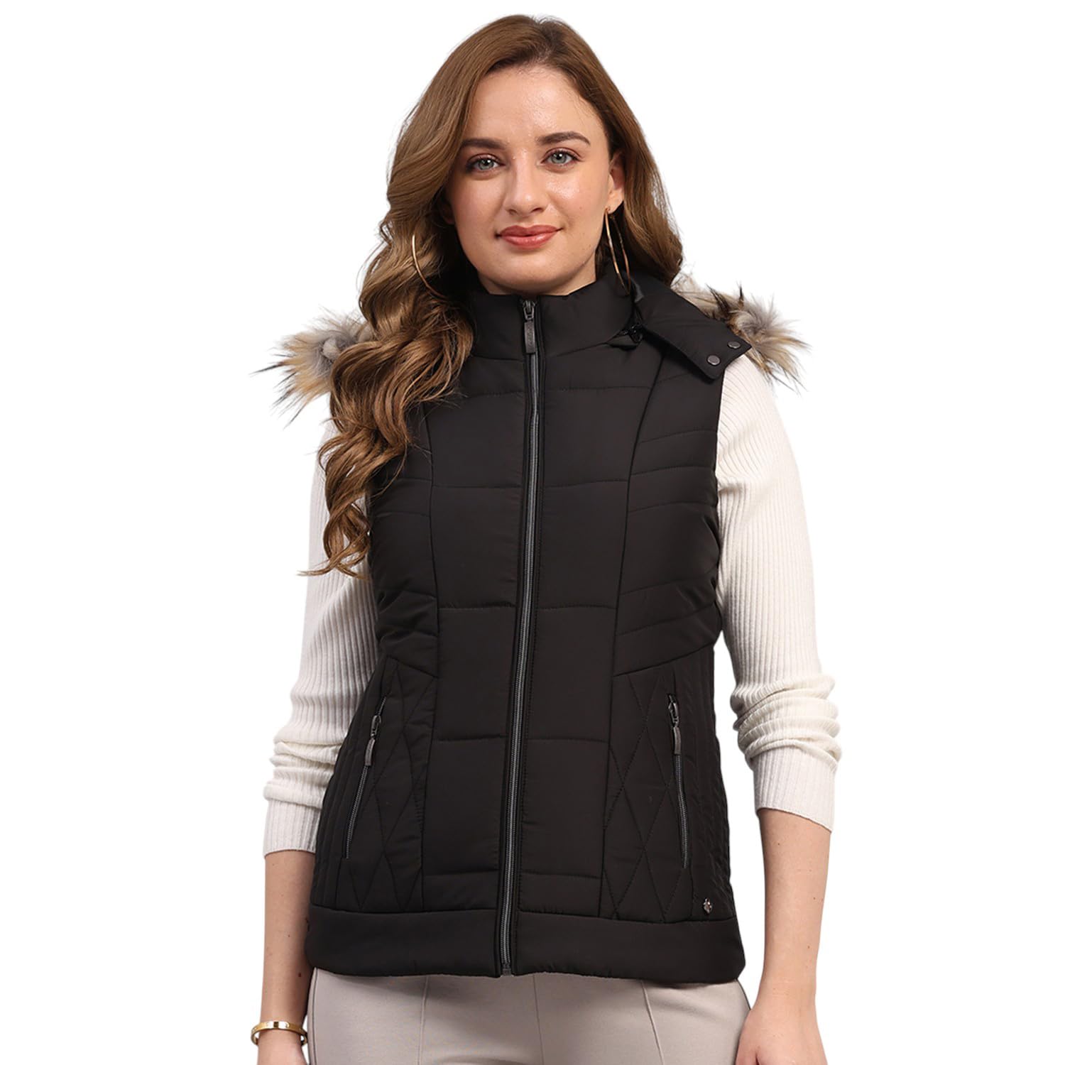 monte carlo Womens Regular Fit Solid Hooded Zipper Sleeveless Winter Jacket Women Winter Jacket | Stylish Zipper Jacket | Casual Winter Wear For Women's (Pack Of 1)-picture-54