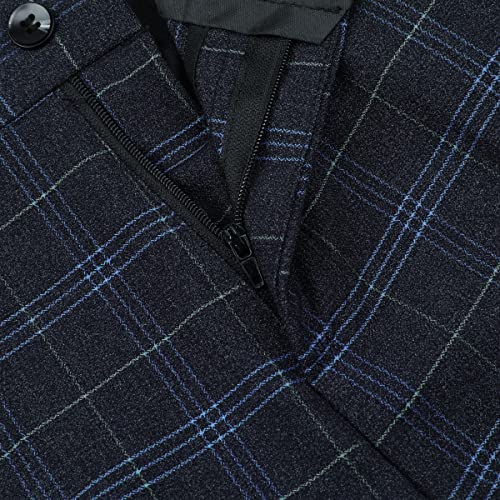 Allthemen Herren Anzug Zweiteilig Kariert Business Anzüge Smoking 2-Knopf Sakko für Hochzeit – Bild 7