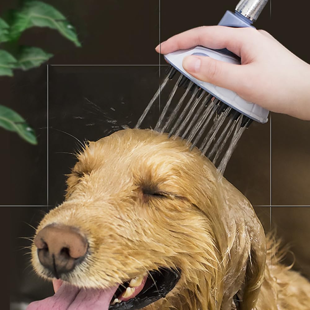 Pommeau de Douche pour Animaux de Compagnie, Ensemble de Brosse de Bain pour de avec 4 adaptateurs d'arrosage pour Une Utilisation intérieure et extérieure, Bain, toilettage, Massage