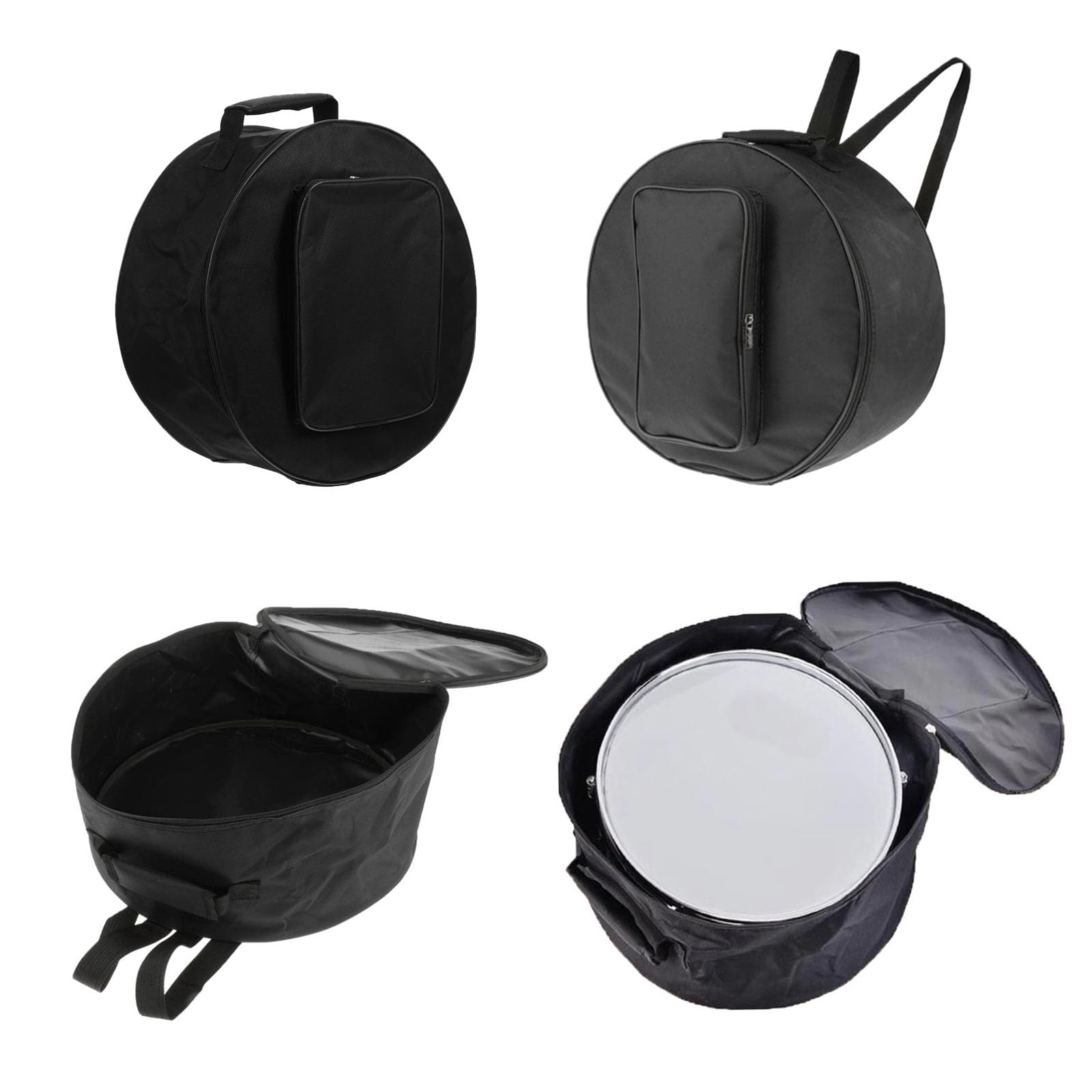 FQwRw Portable Snare Drum Bag, 15.7?Oxford Cloth Snare Carrying Case with Adjustable Strap and Outer Pocket, Waterproof Dustproof Drum Storage and Transport Bag, Gig Drum Bags