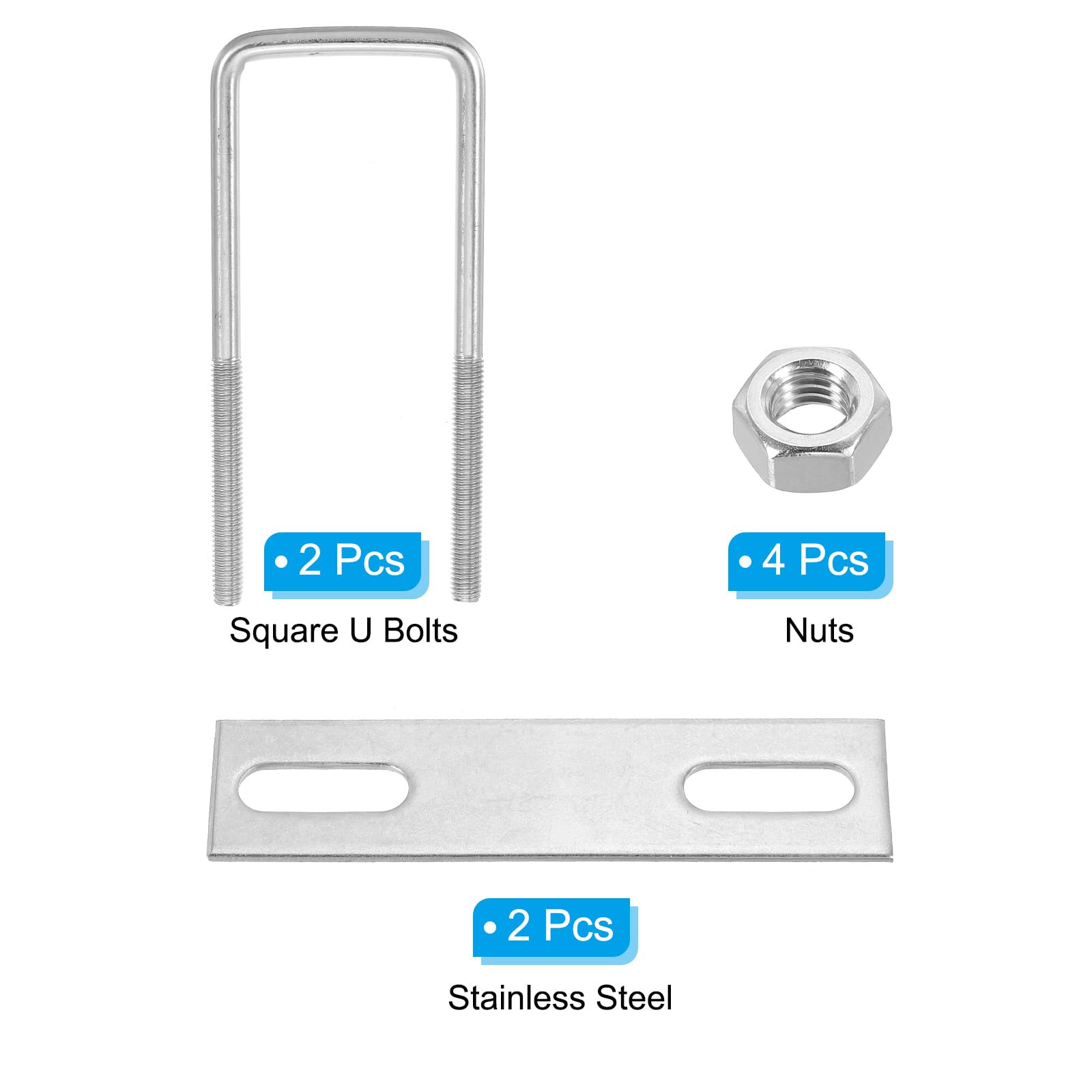PATIKIL M8x50x140mm Square U-Bolts Kit - Image 3