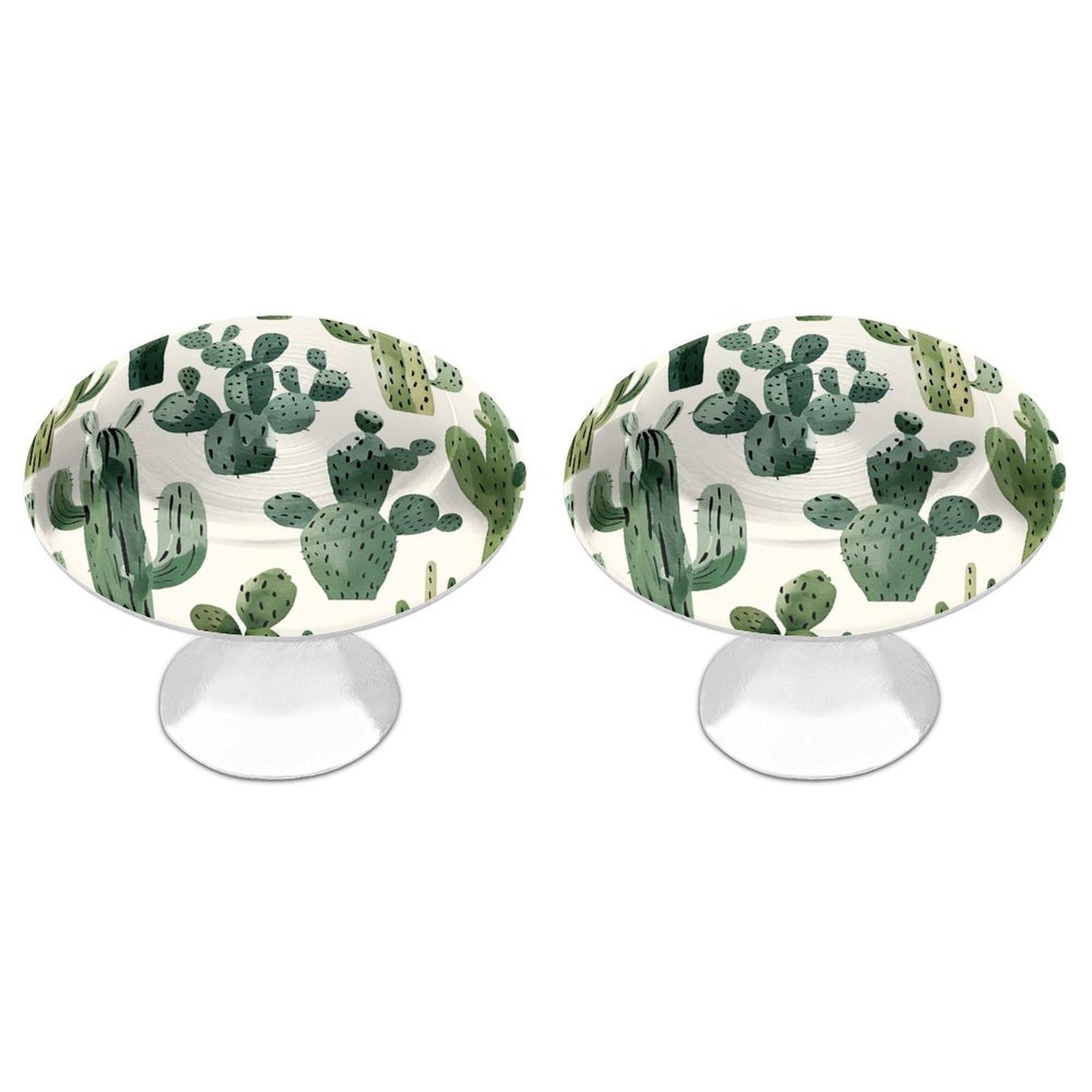 QMNLKH Light Cactus Pattern Cabinet Knobs for Home, Round Drawer Pulls for Kitchen, Personalized Cupboard Handles with Screw, Fashion Dresser Knobs for Office, Drawer Handles, 2 Packs