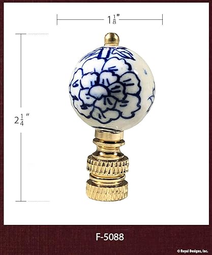 Miniatura 7 de Royal Designs, Inc. Decorativos Chinoiserie Azul y Blanco Terminales de Lámpara de Motivo Asiático - 1 Pk