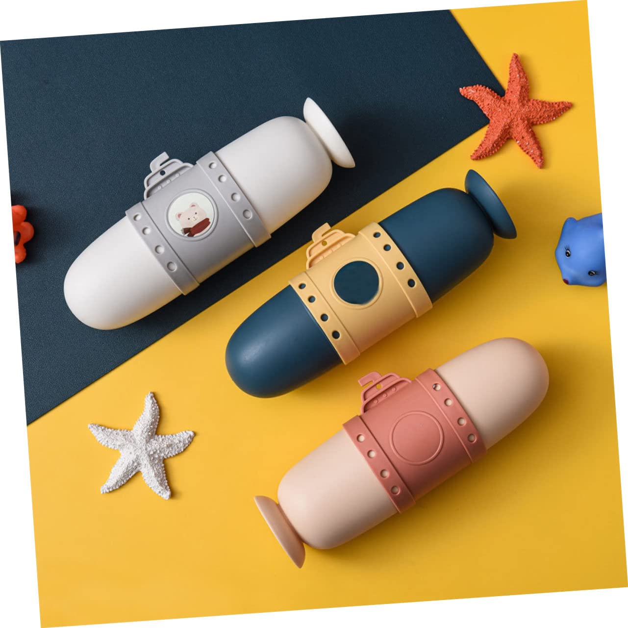 PartyKindom 6pezzi Porta Spazzolino Da Viaggio Design Submarino Elegante Custodia Per Spazzolino e Tazza Da Lavaggio Contenitore Pratico e Profondo Organizzatore Compatto Per Viaggi