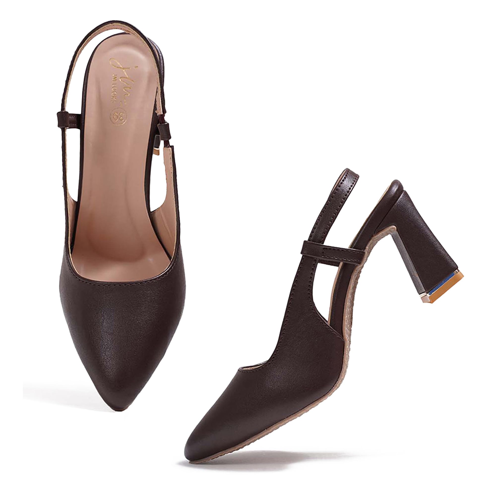 Women Elegant Slingback Block Heel Pumps Shoes Closed Pointed Toe for Wedding Party Dressy Shoes-image-8