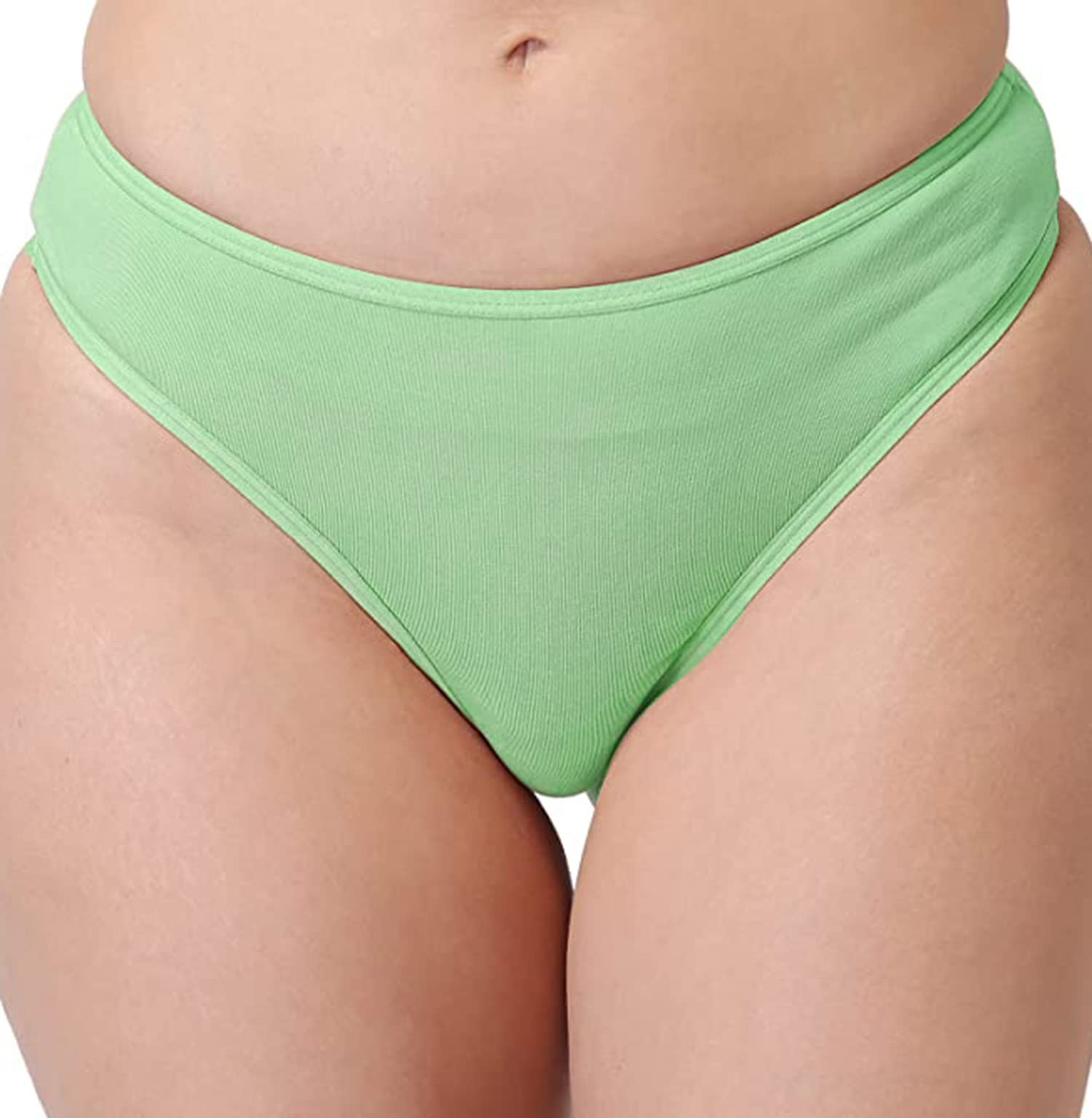 pavvoin Women's Plain Cotton Blend Thong mid Rise Panty-picture-22