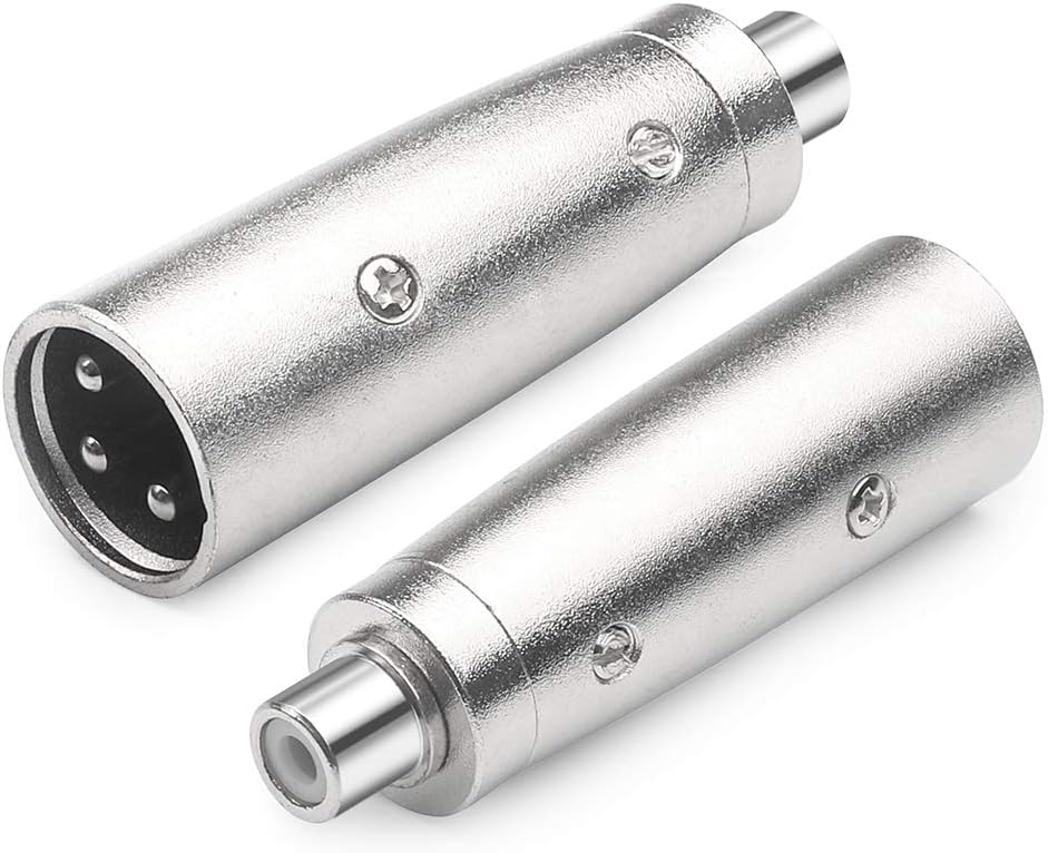DisinoXLR to RCA Adapter, Female RCA to XLR Male Converter Gender Changer Audio Coupler Connector - 2 Pack