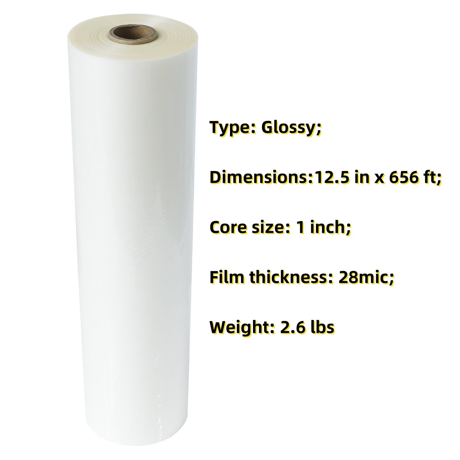 12.5 in x 656 ft Glossy Thermal Laminating Film, 1