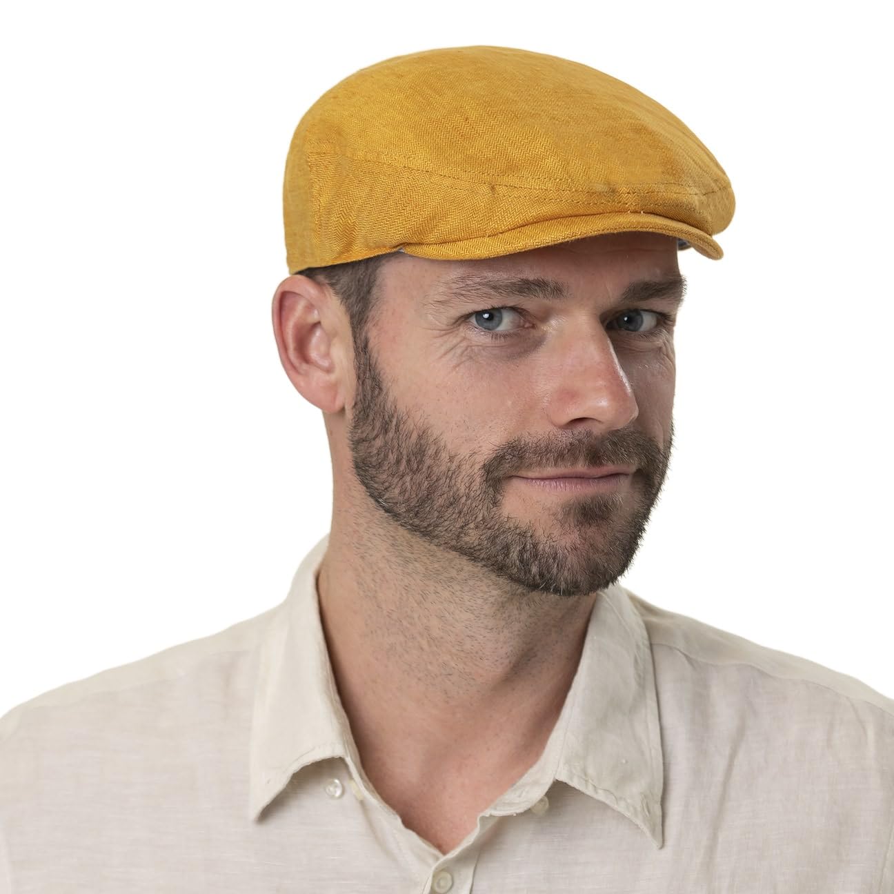 Stetson Descott Linen Flat Cap Men Yellow 7 3/8