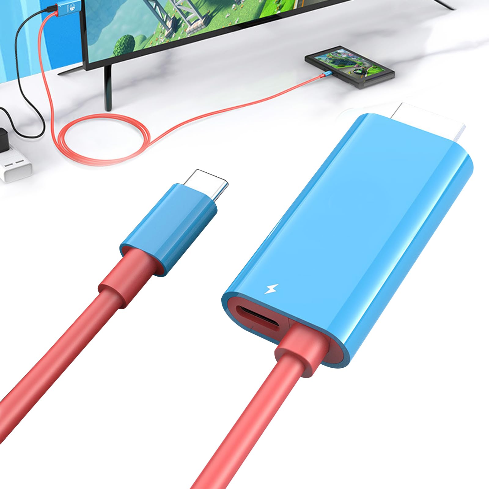 USB Typ C zu HDMI Konverterkabel, tragbar er HDMI-Adapter für NS-Standard/OLED-Modell, USB-C-auf-HDMI-Kabel kompatibel mit Nintendo Switch, für den TV Dock Modus auf Steam Deck, Smartphones, PC