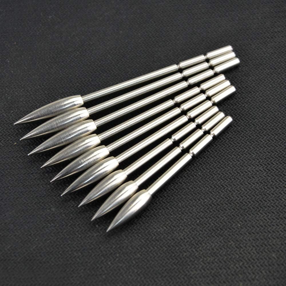 12pcs Tiro con Arco Punta de Flecha Caza Inserción Punta de Flecha Práctica Punta Ancha Punta de Punta de Acero Inoxidable para ID 3.2mm Eje de Flecha