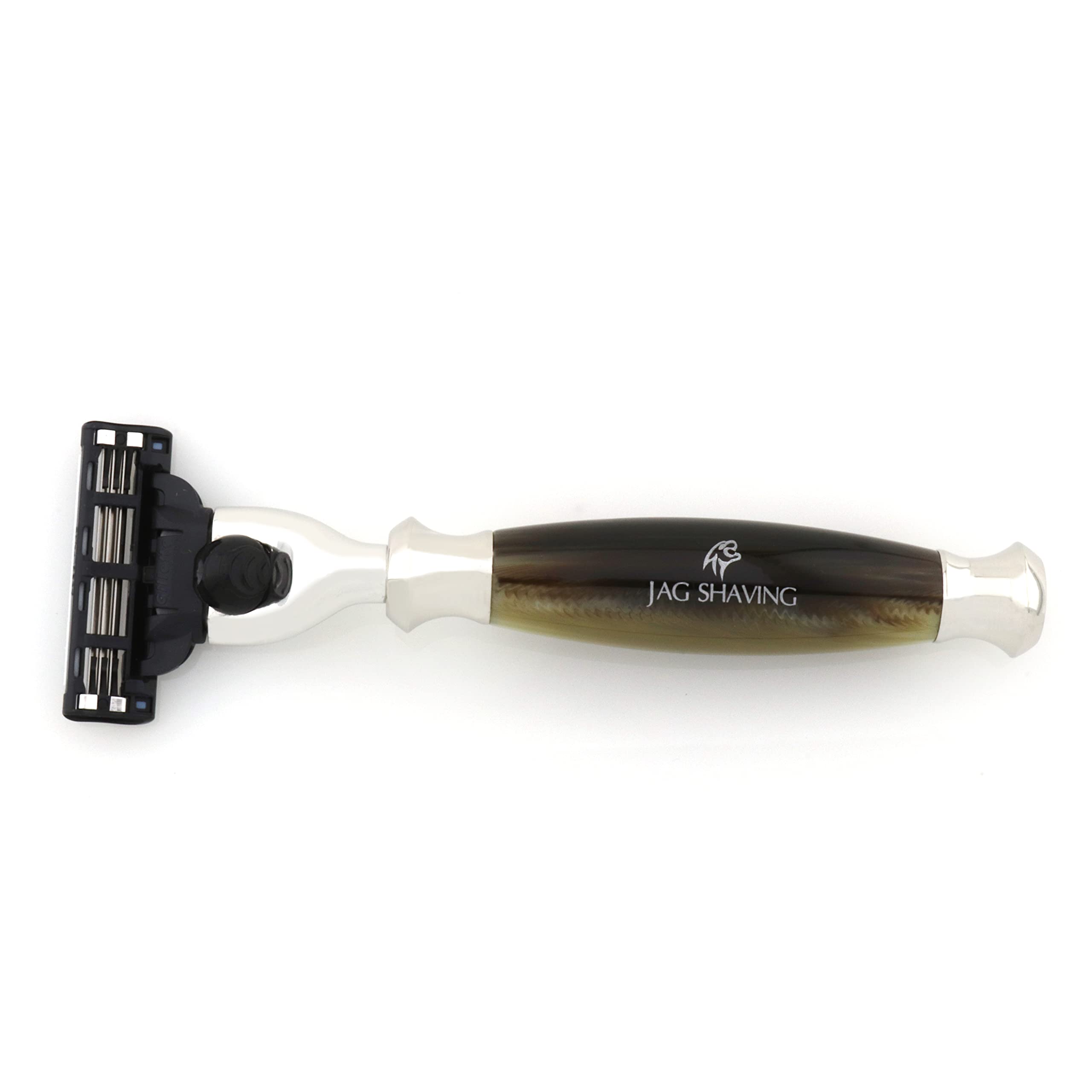 Jag Shaving zestaw do golenia - 4-częściowy zestaw do golenia - JAG's LEE Range - syntetyczny pędzel do golenia z włosia srebrnego - 3 ostrza do golenia - stojak do golenia - kolor zielony