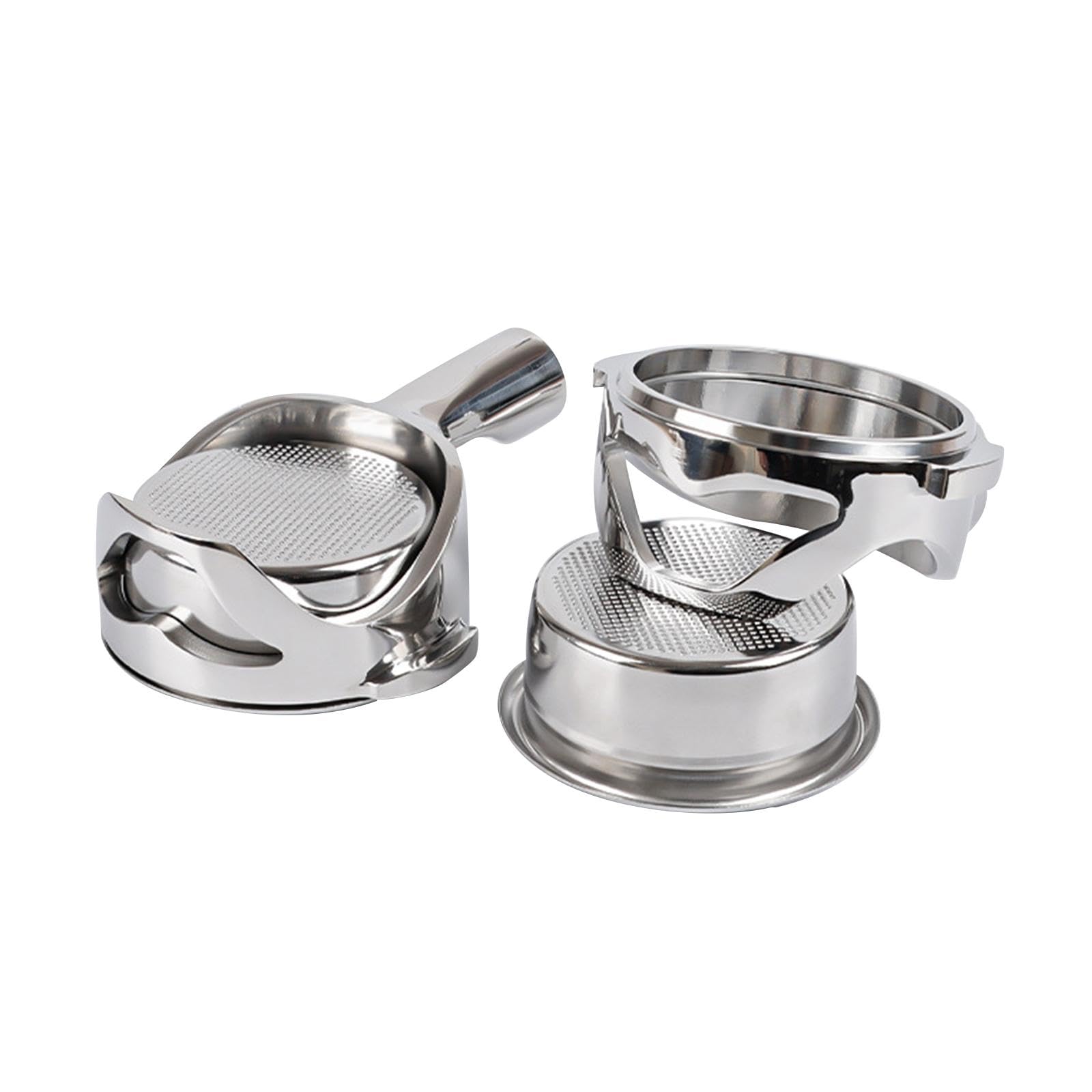 Portafiltro de Café Accesorio de Máquina de Espresso Filtro Repuesto de Acero Inoxidable Sin Fondo Reutilizable Adecuado para Hogar Cafetería, con cesta de filtro, tal como se describe