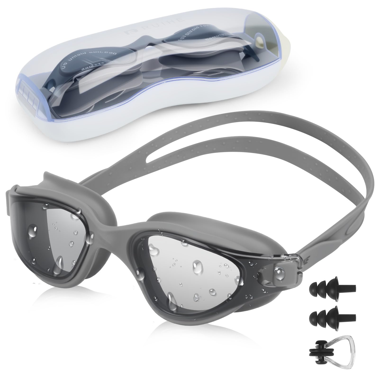 Rwuptg Swimming Goggles - Kids Goggles 6-14 Anti Fog Girls Swimming Goggle Leak Proof Swim Goggle Kids,Included Protection Case, Nose Clips & Earplus