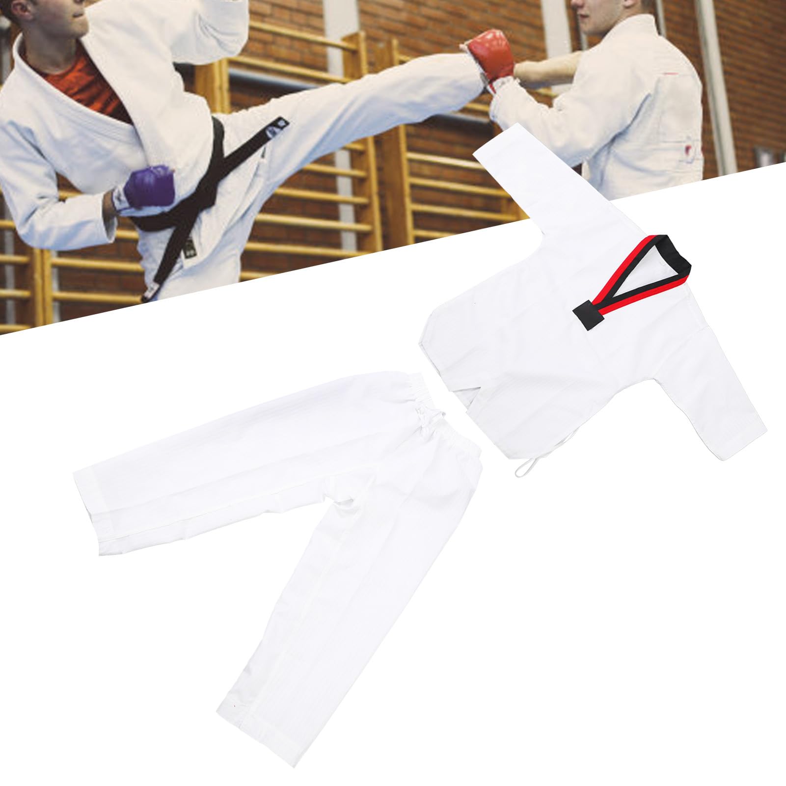 Uniforme Tradicional de Taekwondo, Uniforme de Taekwondo Ventilado de Algodón Duradero, Ampliamente Utilizado, Cómodo y Suave para Entrenamiento de Artes Marciales (M)