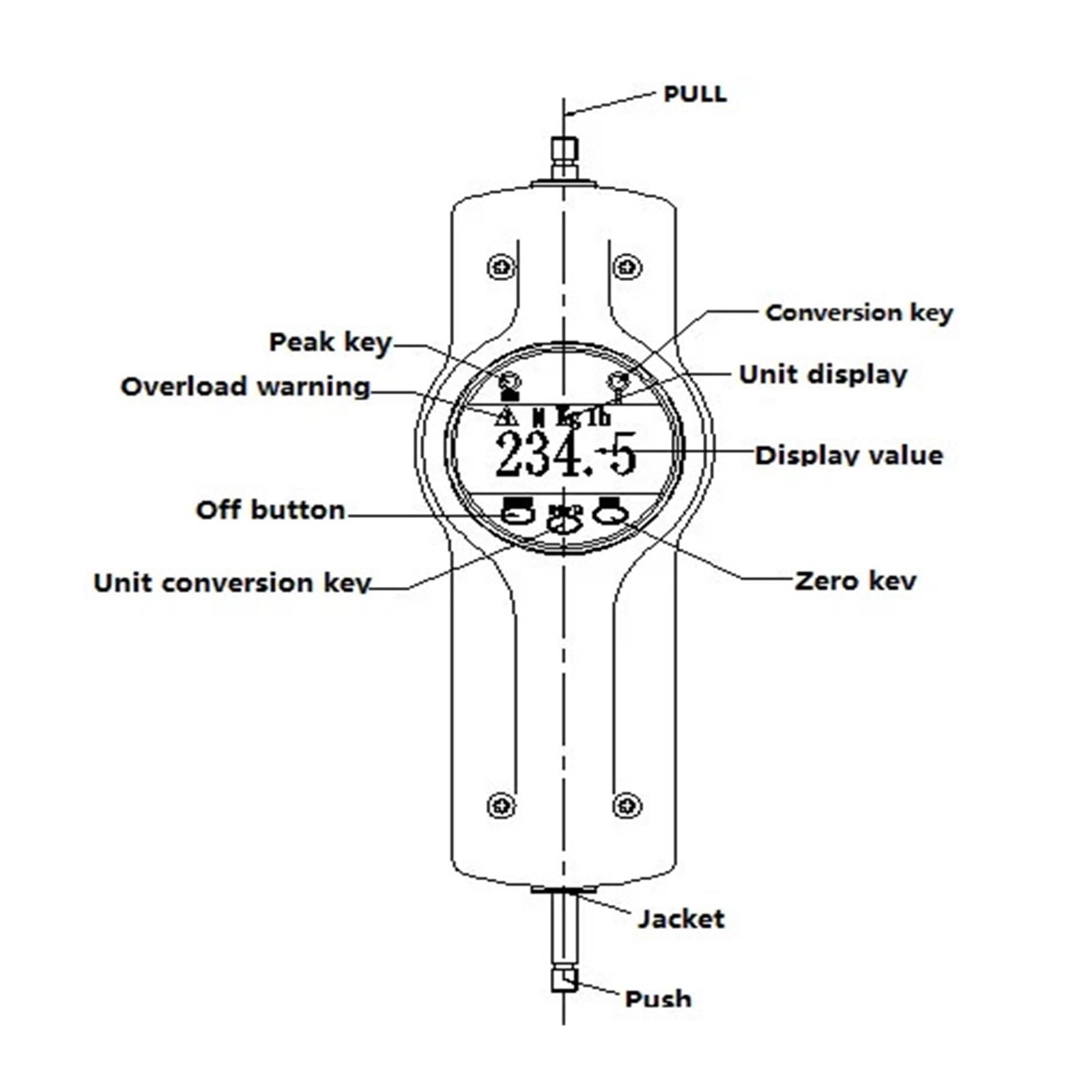 Misuratore di forza, Misuratore di forza digitale per dinamometro push and pull(20N)