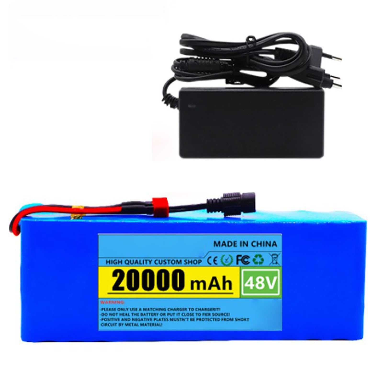 48V 20Ah Battery for Electric Scooter/Electric Bike, Lithium Ion Battery for Electric Bike, High Power Battery, Waterproof PVC Battery (48V 20AH),T+DC