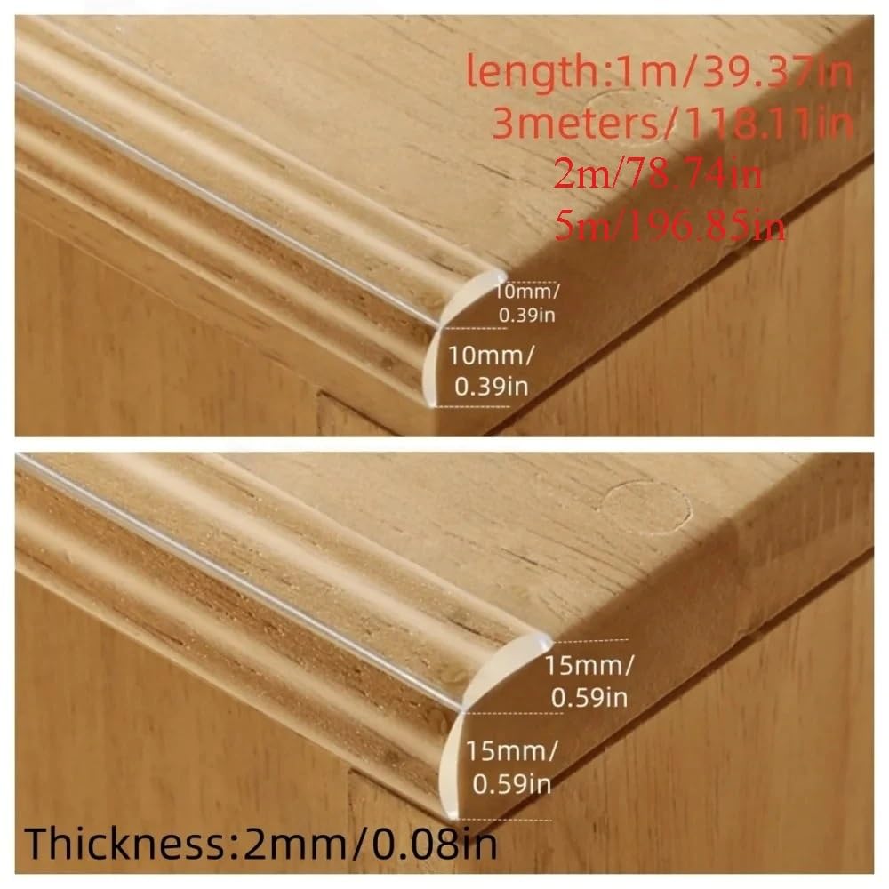 Protector De Borde Mesa, Cinta Protección Silicona Autoadhesiva A Prueba Colisiones, Protectores Esquinas for Muebles, 1 Ud(3m,15mm)