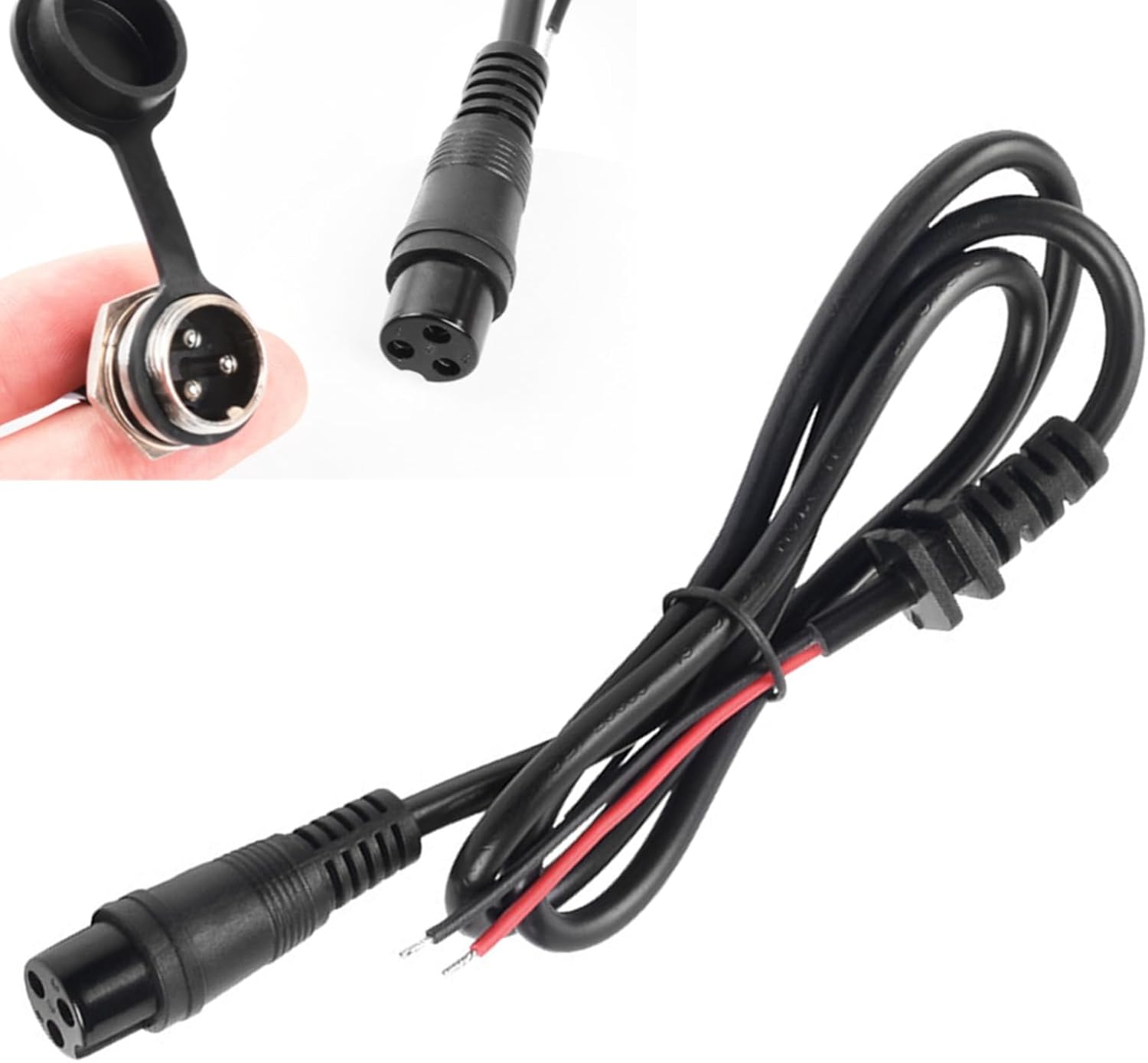 3 Pin Aviation Head Scooter Charging Port, Dustproof & Waterproof Charging Socket with Secure Male Connector – Fit for Electric Scooter, E-Bike & Mobility Device Battery Charging