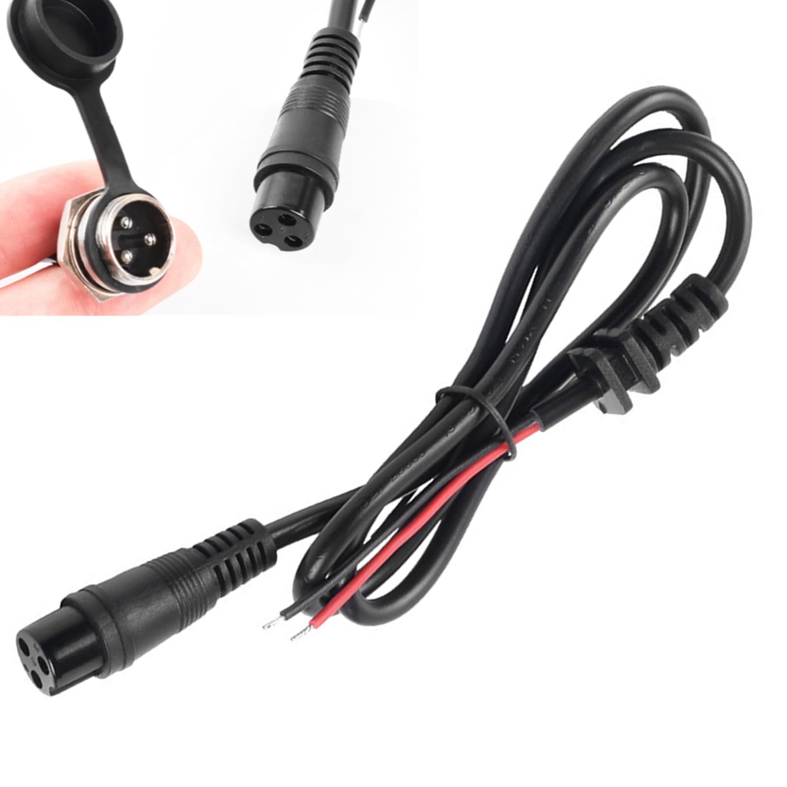 3 Pin Aviation Head Scooter Charging Port, Dustproof & Waterproof Socket with Secure Male Connector – Fit for Electric Scooter, E-Bike & Mobility Device Battery Charging