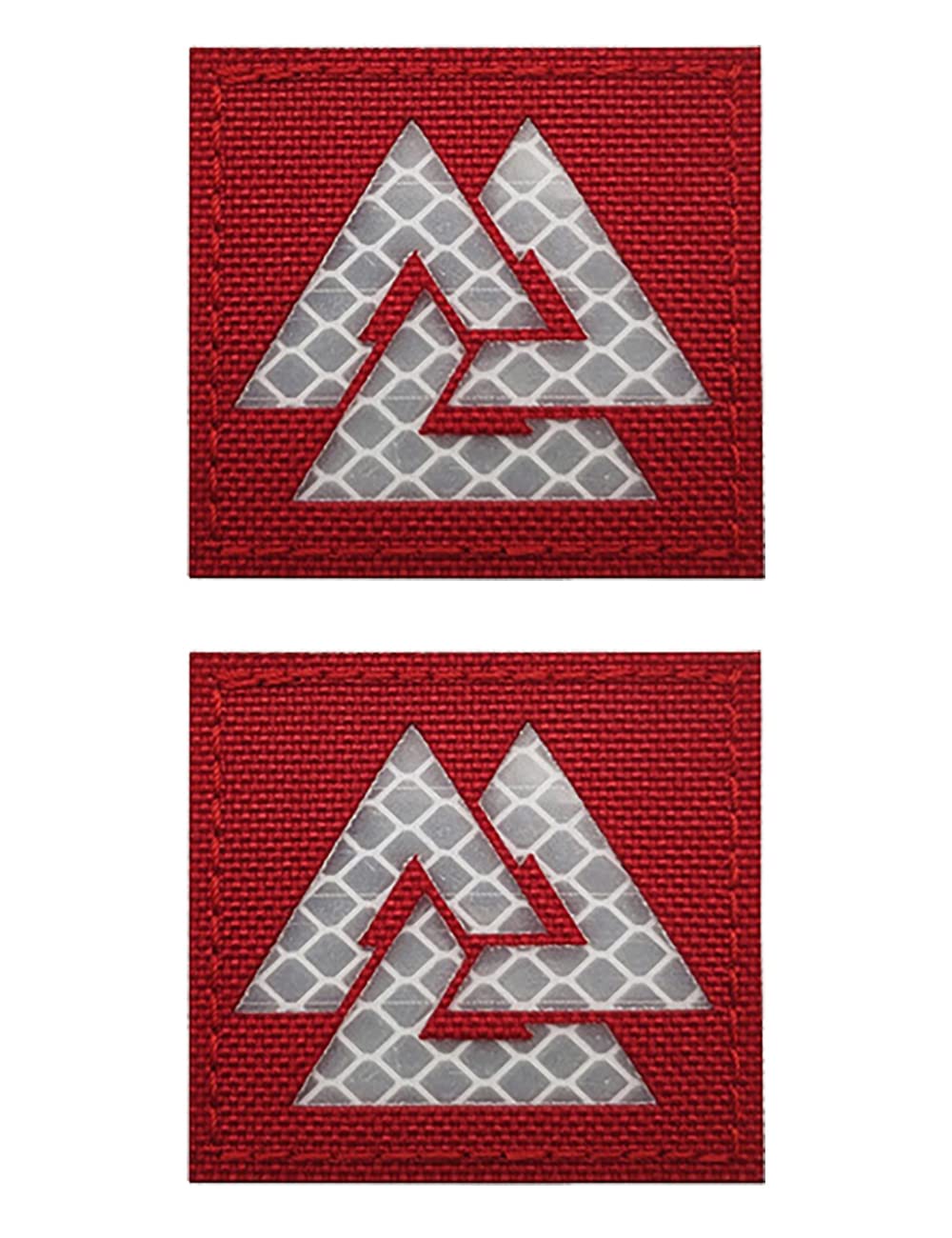 2 PCS AliPlus Viking Patches Viking Valknut Patches IR Infrared Reflective Patch Laser Cut Tactical Morale Patch Hook and Loop(Red)