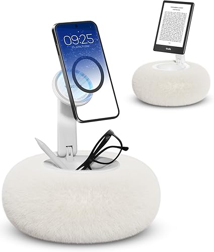 Viozon Soporte de teléfono para cama, soporte de almohada magnético, compatible con teléfono de 4-7 pulgadas Kindle con almacenamiento pequeño,