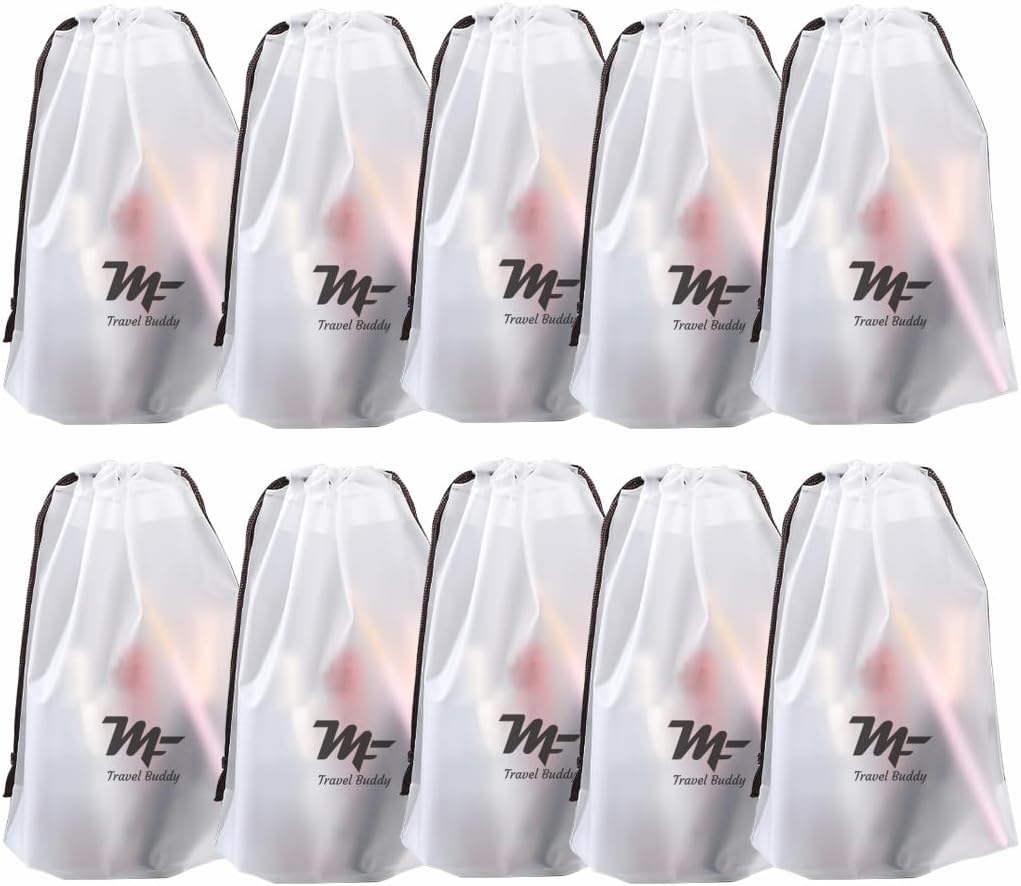 MY FAV Shoe Bags Pouches Travel Shoe Cover for Storage, Pack of 10 Pcs Shoe Bag Cover for Shoe Storage & Travelling Drawstring Bags Waterproof, Black