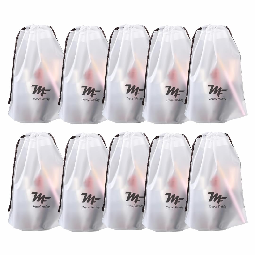 MY FAV Shoe Bags Pouches Travel Shoe Cover for Storage, Pack of 10 Pcs Shoe Bag Cover for Shoe Storage & Travelling Drawstring Bags Waterproof, Black