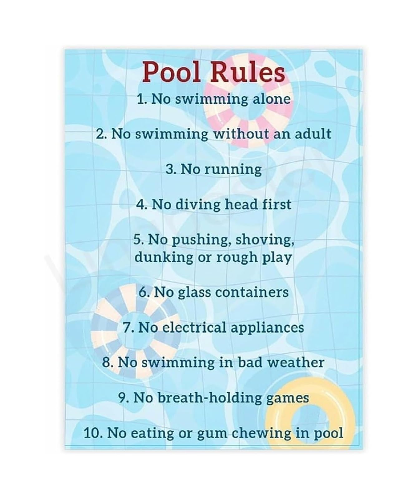 FNYUVNFAF Pool Area Wall Decor Swimming Pool Rules and Tips Canvas Art Print for Backyard or Clubhouse Unframed,08x12inch(20x30cm)