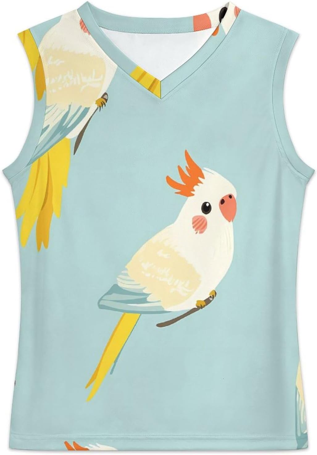 Cockatiel Cute Birds Men's V-Neck Basketball Tank Top Sleeveless Workout Tank Shirts Gym Fitness Tees Vest