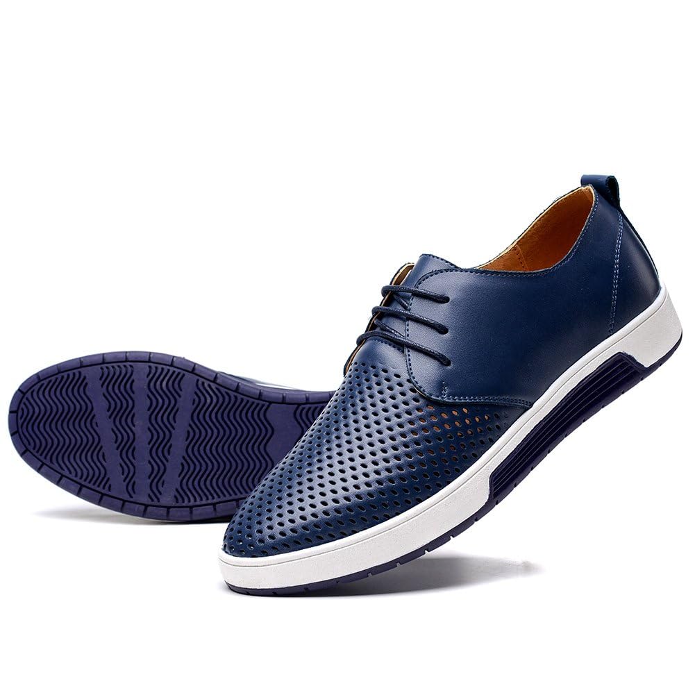 konhill Mens Casual Oxford Shoes - Breathable Dress Shoes Loafers Lace-up Flat Sneakers