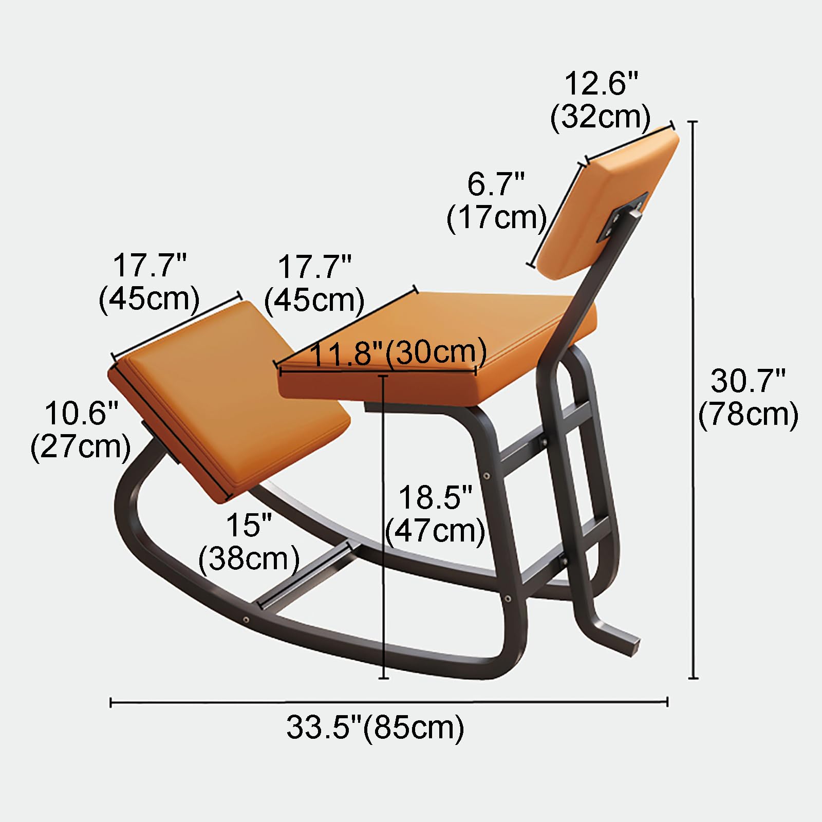 Sedie Innovative in Metallo, Sgabelli Ergonomici, Sedie da Correzione della Postura Seduta, Sedie da Ufficio per Studio in Ginocchio per Camere da Letto Aule Scrivanie(Black Frame, Blue 1)