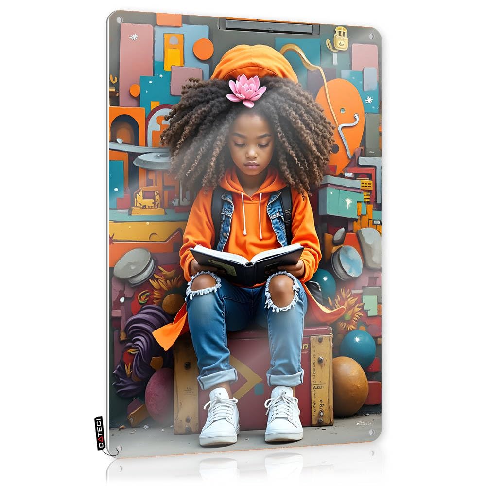 Fzfn Colour Child Reading Book In Colorful Artistic Setting Chic Necessities - Retro Wall Art Collection Hanging Wall Decor(30X40cm)