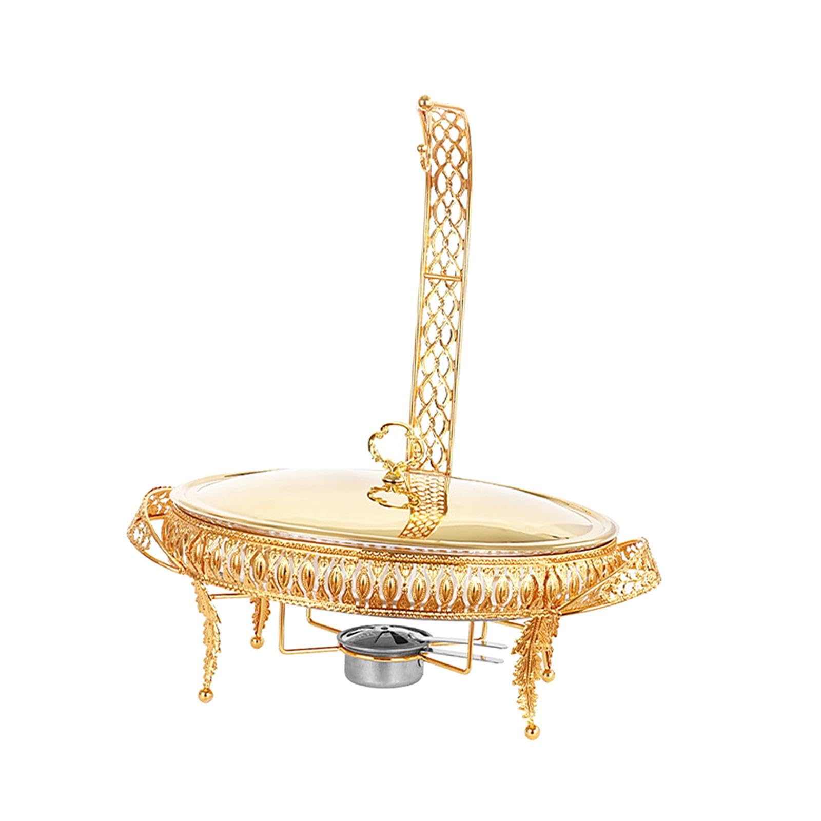Bandeja Calentadora de Buffet Juego de Utensilios para Fondue Set de Chafing Dish Fuente Calienta Comida con Vidrio Y Acero Inoxidable Fácil de Limpia, 3L