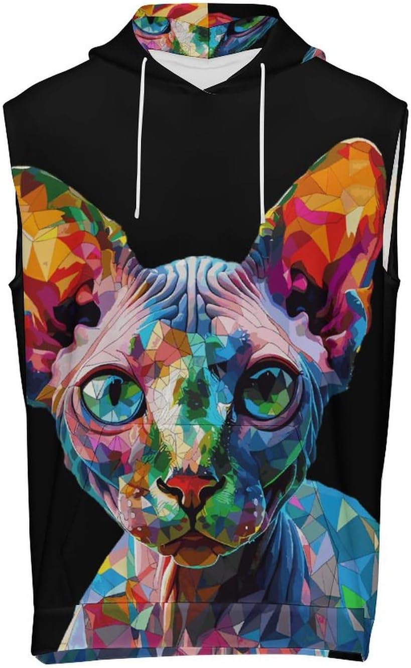 Men's Workout Hooded Tank Tops Sleeveless Muscle Gym T-Shirts