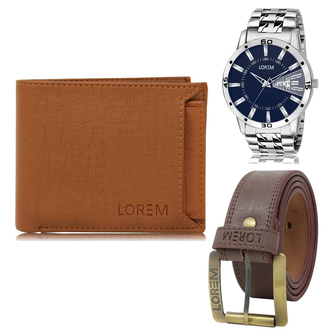 LOREM Mens Combo of Watch with Artificial Leather Wallet & Belt FZ-LR102-WL03-BL02 (B09TRJD24V) Amazon Price History, Amazon Price Tracker