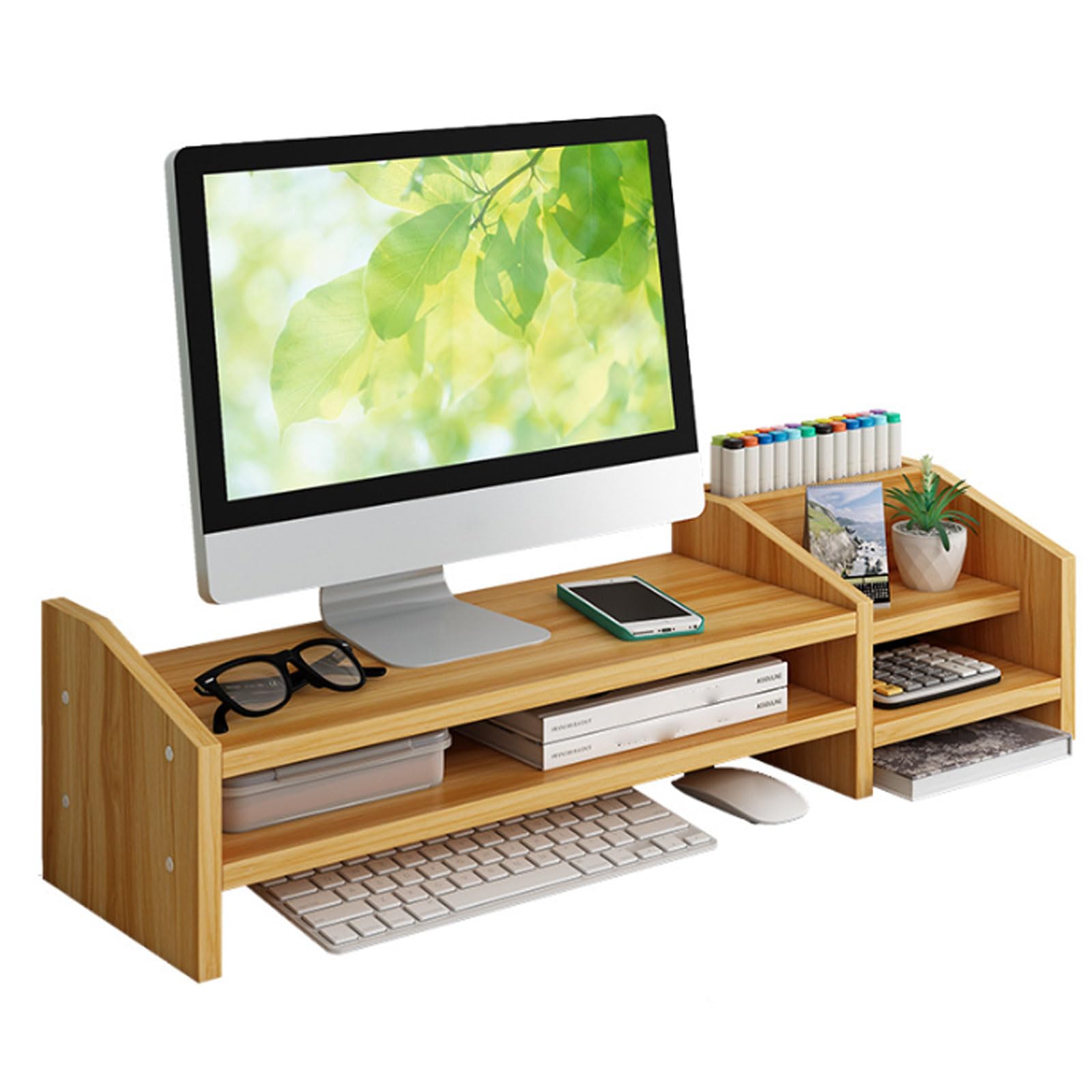 Soporte para monitor, elevador ergonómico para laptop, organizador de escritorio con almacenamiento en capas para oficina y hogar, diseño que ahorra espacio, ideal para mejorar la visualización y la