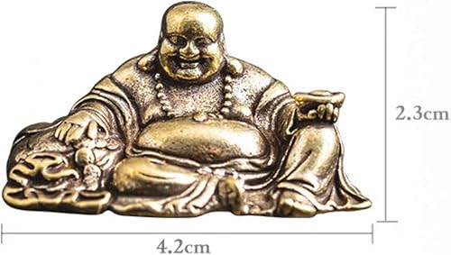 Miniatura 4 de DMtse Mini adornos de estatua de Buda sonriente y sentada de latón trae paz y prosperidad decoración