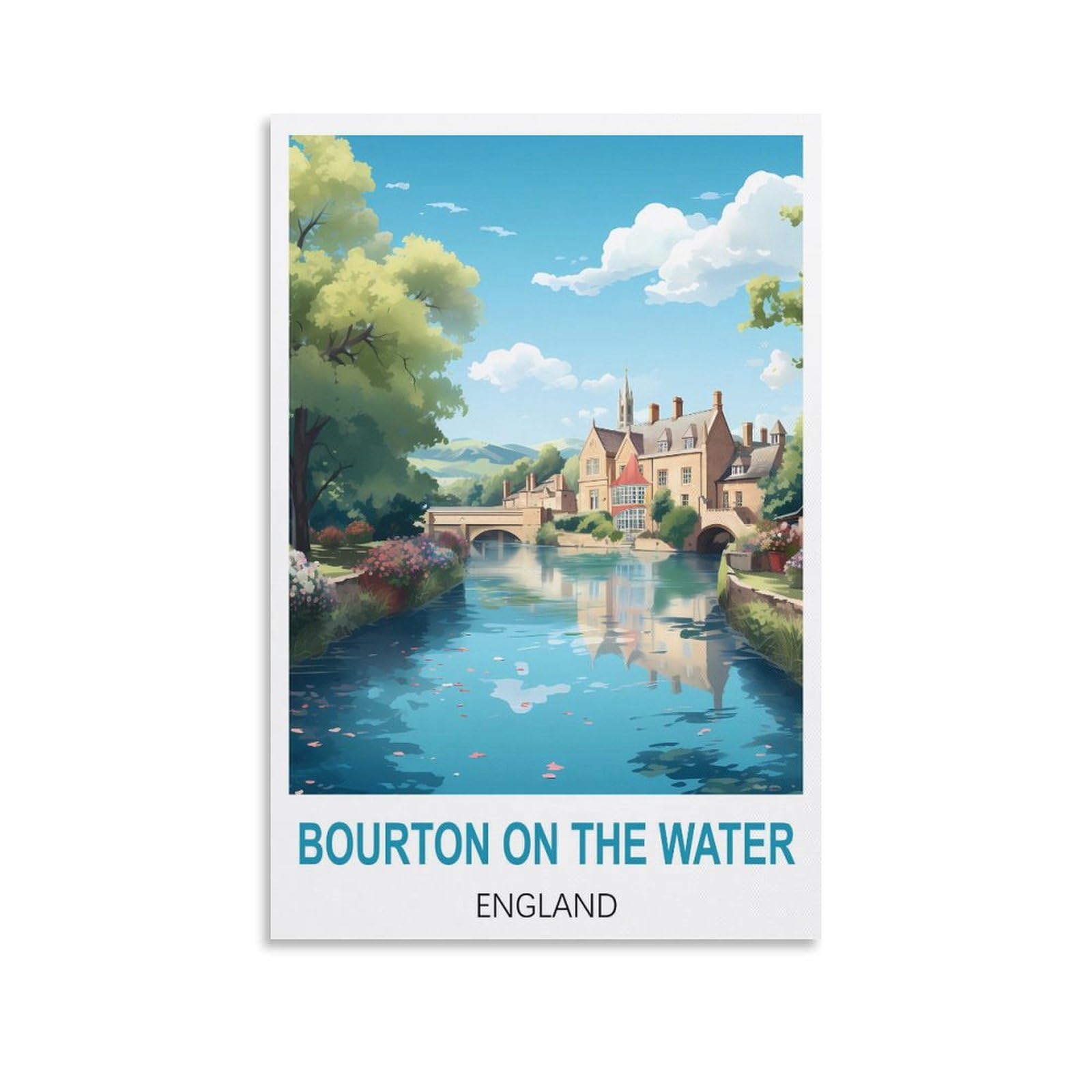 Metal Tin Sign Plaque Poster,Bourton on The Water Englands,Art Plaque Poster Wall Decor for Home Tool Room Bar Club Restaurant Cafe 15x30cm