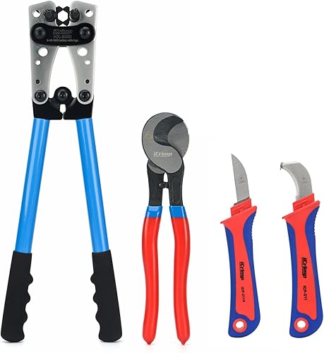 iCrimp - Cuchillo de utilidad para pelar cables y lengüetas de cable de batería, herramientas para prensar con cortador de alambre