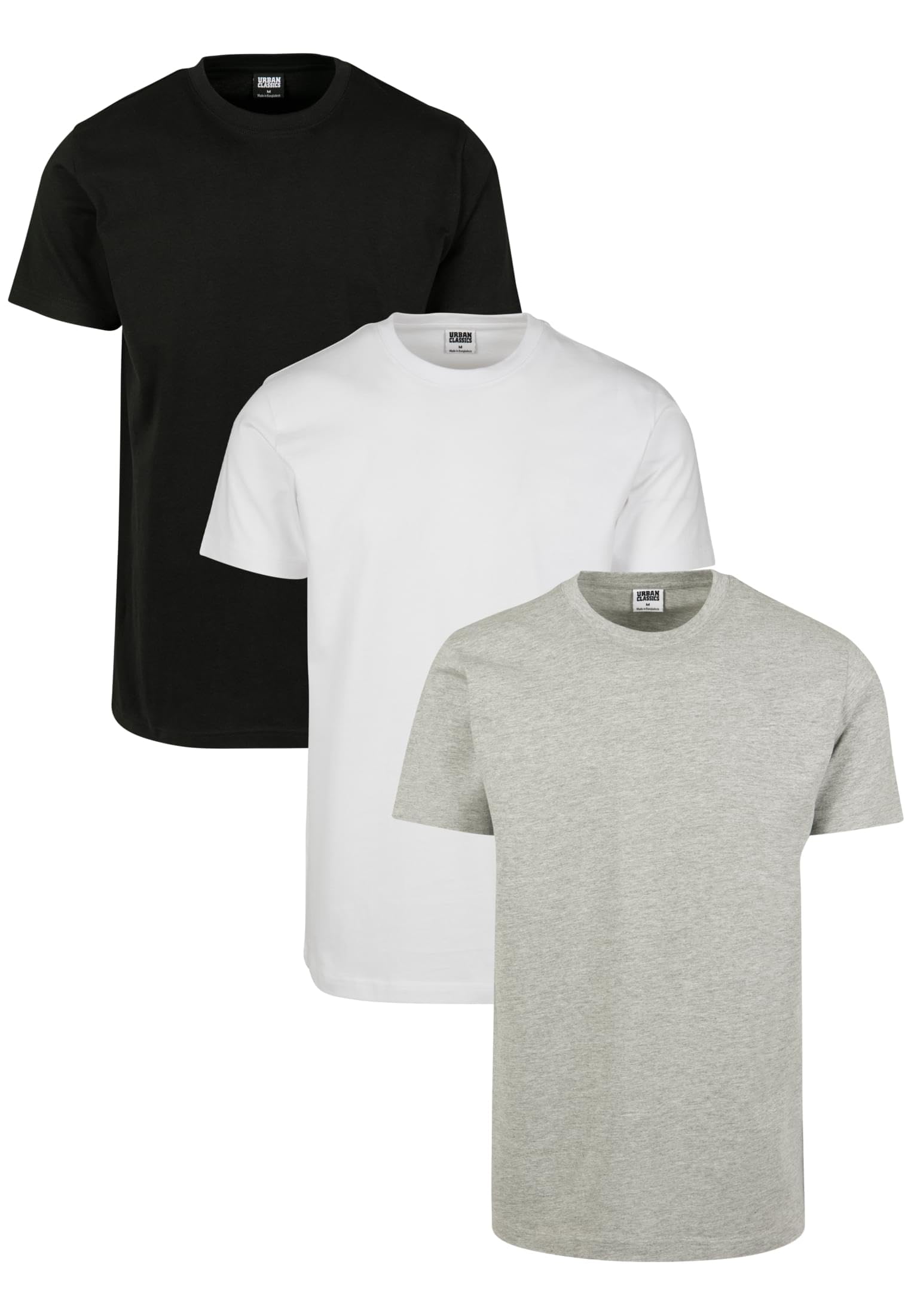 Urban Classics Hombre Basic Tee 3-Pack T-Shirt, Multicolour (Black/White/Grey 01563), XL (Pack of 3)