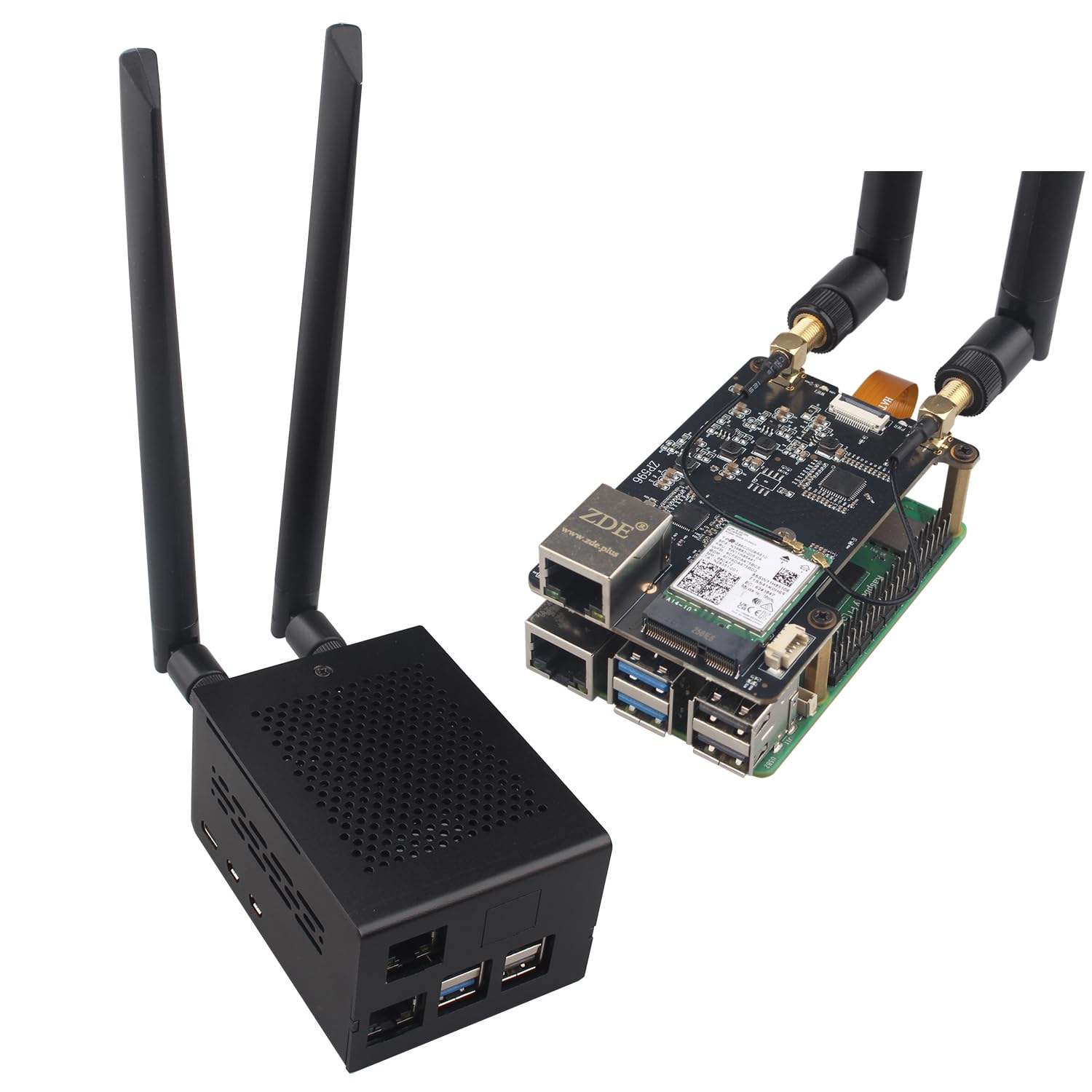 ZDE ZP596 PCIe do WiFi7 2,5G Ethernet HAT z etui do Raspberry Pi 5