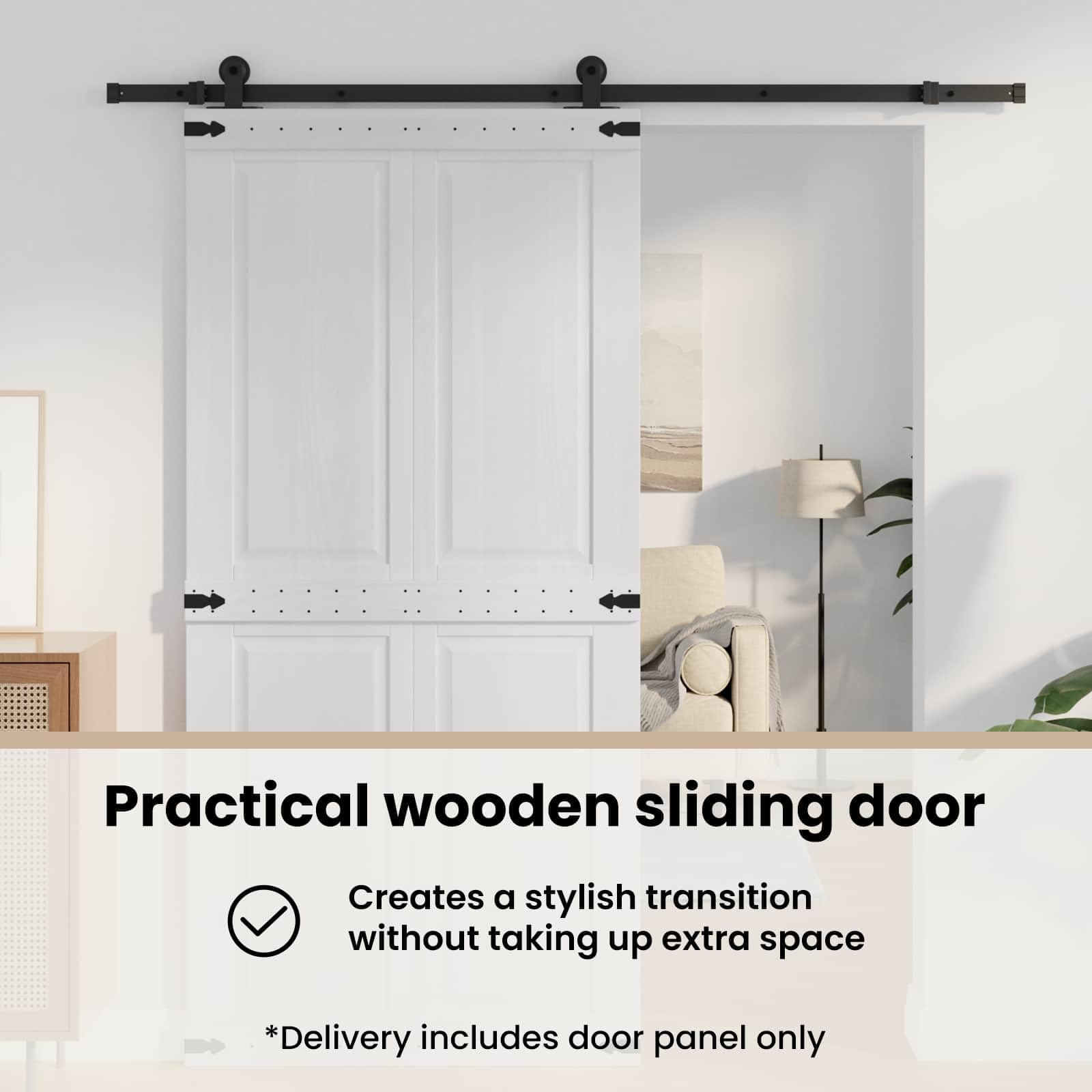 vidaXL Porta del fienile Corona 100 x 210 cm Legno Massello di Pino, Porta scorrevole elegante, design rustico, divisorio interno resistente, salvaspazio e facile da montare